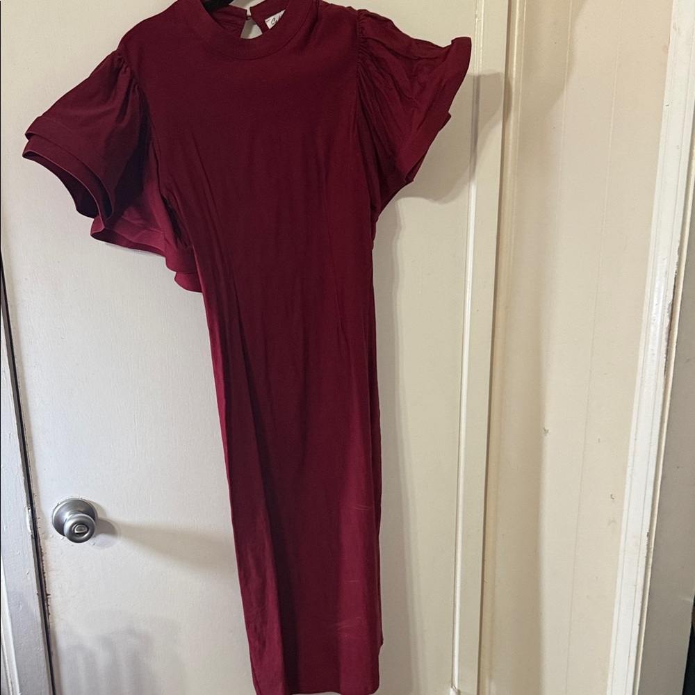 Chic Asymmetrical Burgundy Dress